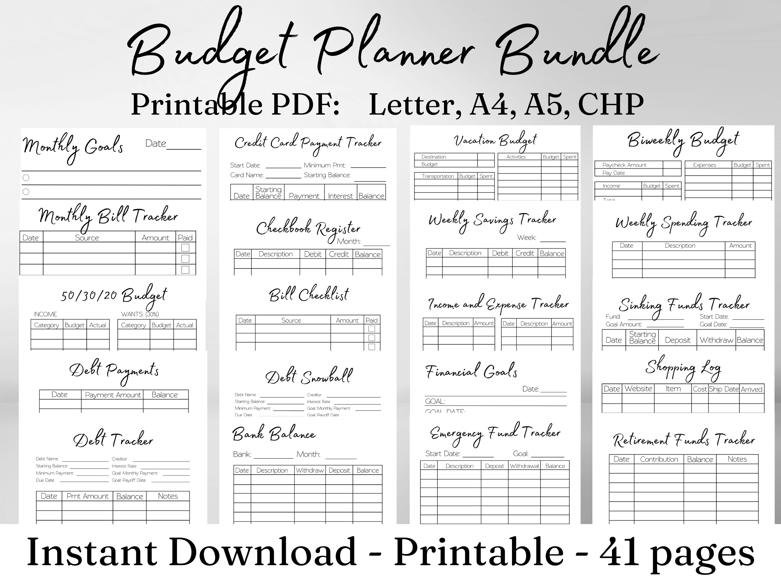 Budget Planner Templates Bundle (90 in 1) Template - Printable PDF