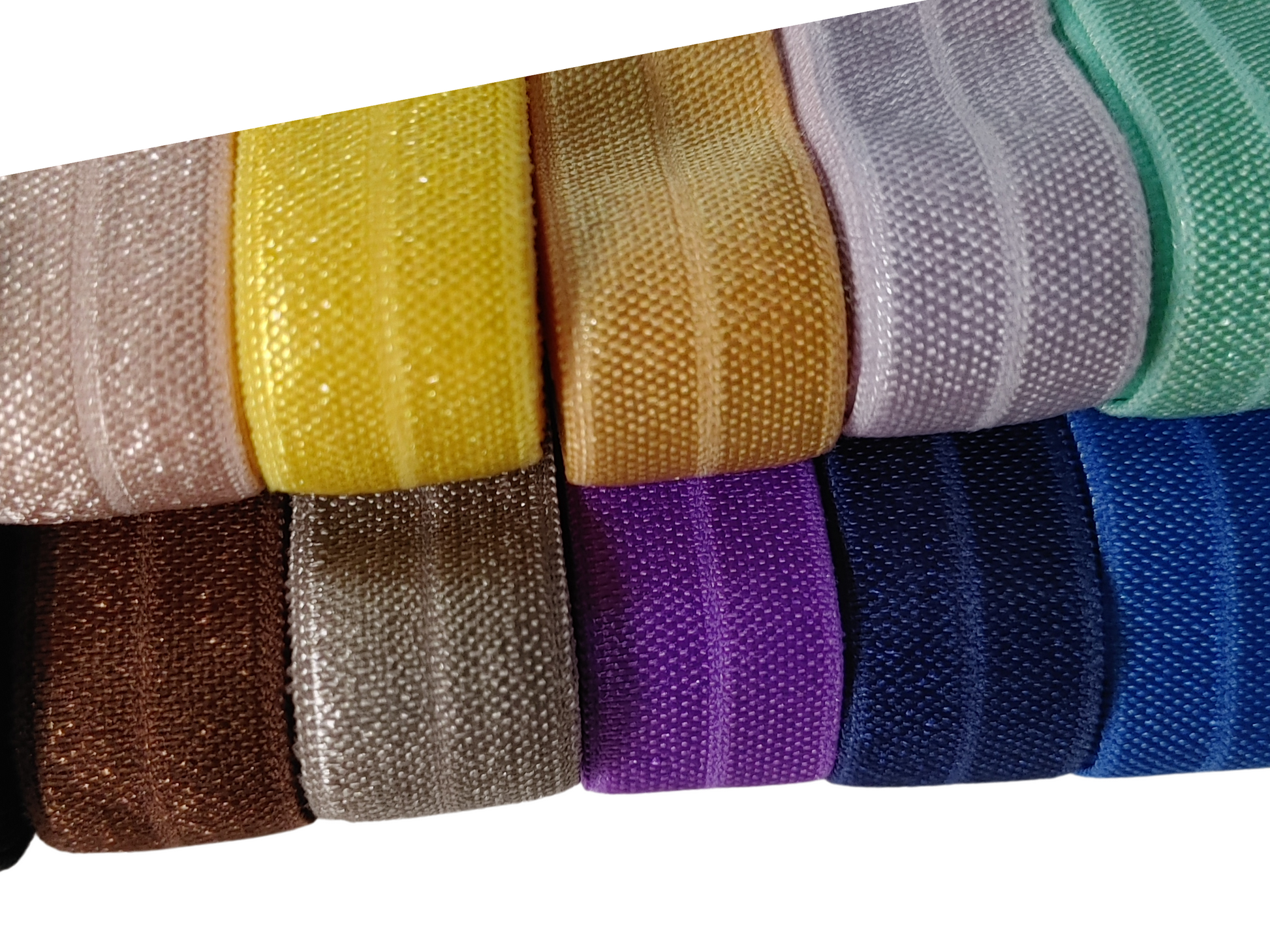 BASOKAN Solid Color Sewing Fold Over Elastic Stretch FOE and Foldover FOE  Trim Elastic Ribbon by the yard for Hair Ties Headbands (5/8 inch, 1.5 cm